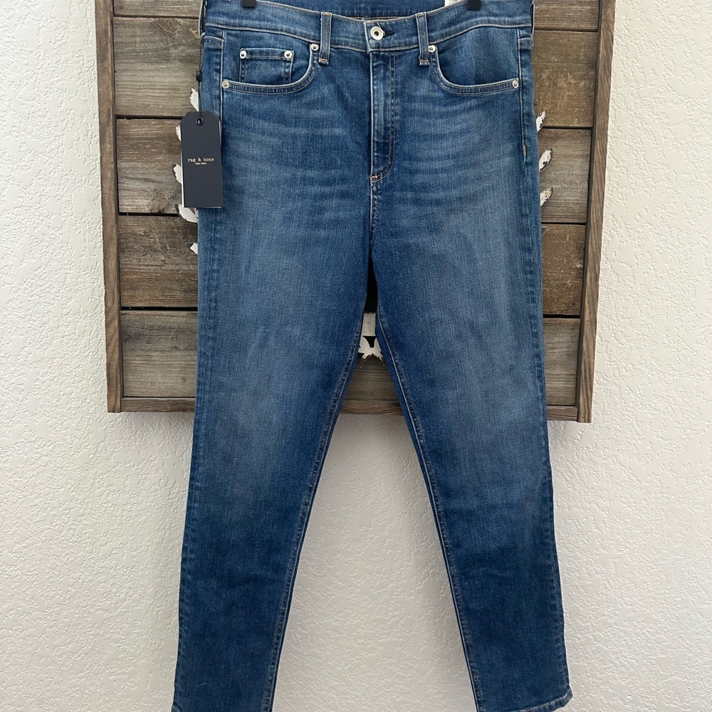 Rag & Bone High Rise Ankle Skinny Blue Jeans size 32 NWT